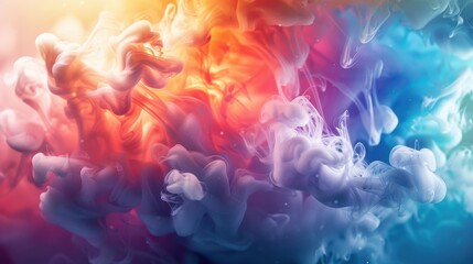 Abstract Colorful Swirls of Smoke in Bright Hues of Red, Orange, Blue, and Purple Creating a Dreamlike Fluid Background for Artistic Concepts