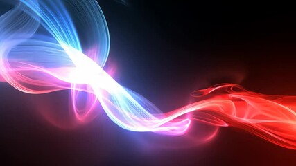 Abstract patriotic red and blue energy waves, fluid smoke motion design, American technology innovation concept background