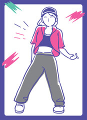 ヒップ・ホップダンスを踊る人。ベクターイラスト素材。