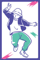 ヒップ・ホップダンスを踊る人。ベクターイラスト素材。