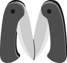 Folding Knife Letter Alphabet Vector Element M