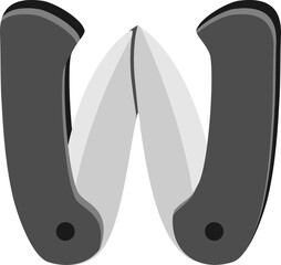 Folding Knife Letter Alphabet Vector Element W