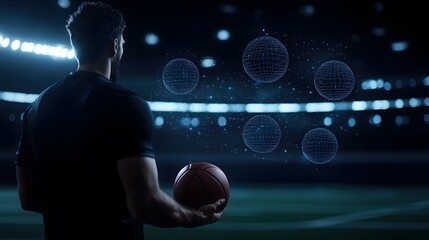 Fototapeta premium Futuristic Sports Optimization Tool Combining AI for Enhanced Performance in Athletic Training