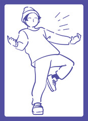ヒップ・ホップダンスを踊る人。ベクターイラスト素材。