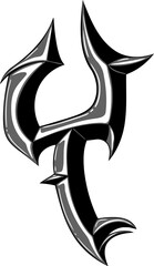 Heavy Style Metal Letter Alphabet Vector Element Y