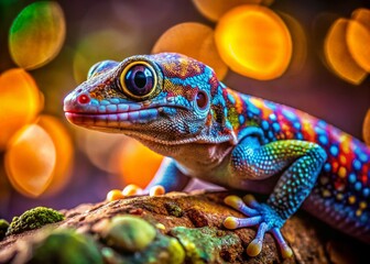 Naklejka premium Tiny Gecko Molting: A Fashionable Shed in Nature's Runway