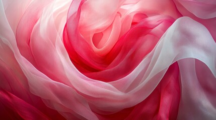 Obraz premium Pink and Red Sheer Fabric Draped Swirls
