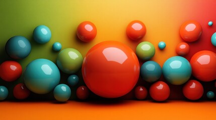 A colorful arrangement of glossy spheres in various sizes and colors, creating a vibrant visual effect.