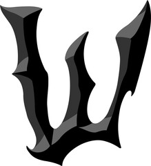 Heavy Metal Letter Alphabet Vector Element W