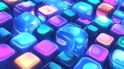 Abstract Colorful Glossy Cubes Pattern Background