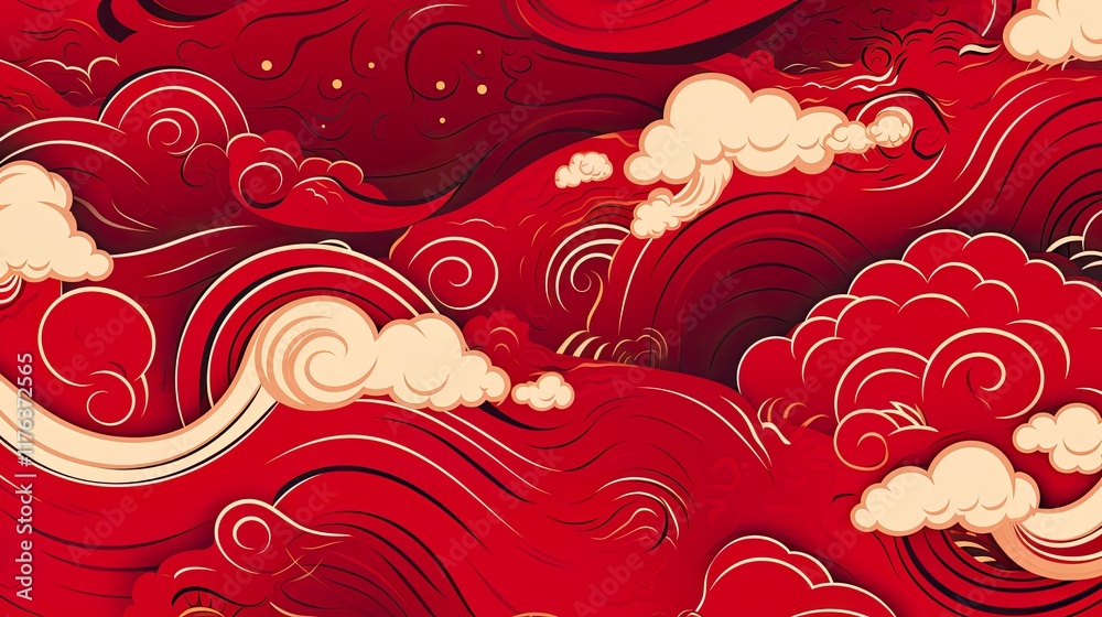 Wall mural chinese traditional background design with abstract pattern in red background chinese red textured p