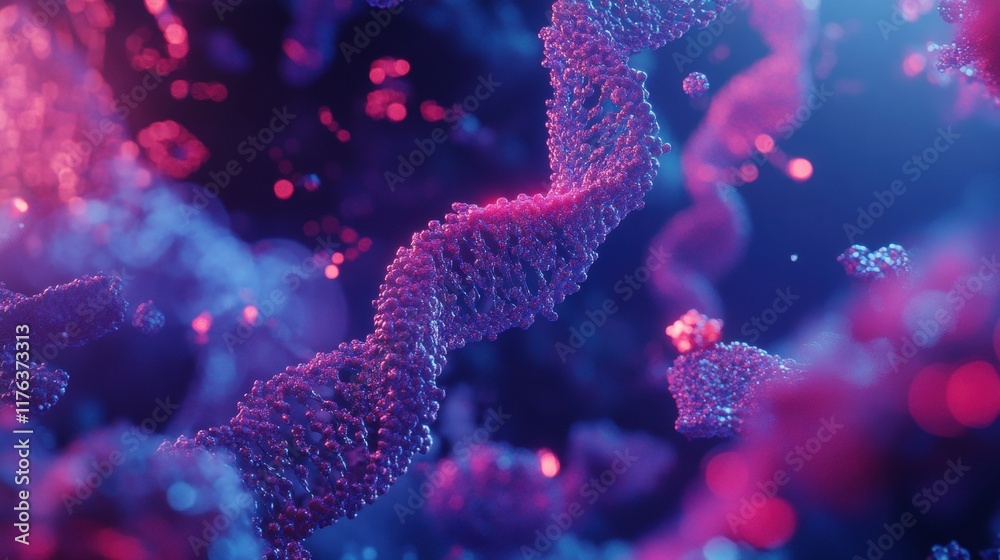 Poster dynamic molecular interaction visualization laboratory 3d animation digital space close-up scientifi