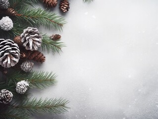 Christmas decorations on background Flat lay top view copy space.