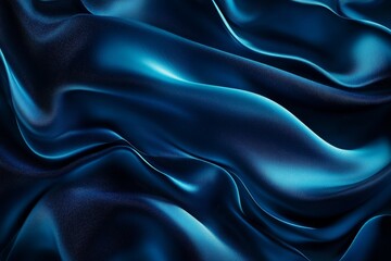 Fototapeta premium Abstract blue silk fabric waves, elegant luxury textile background.