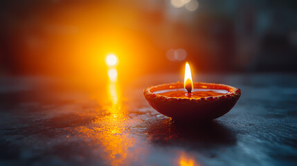 Candlelight ambiance in tranquil dusk