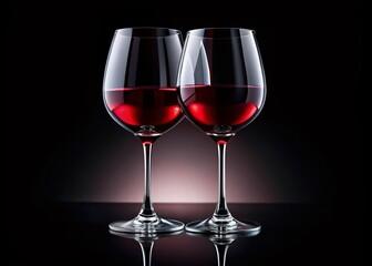 Two Elegant Wine Glasses on Black Background - High Resolution Stock Photo