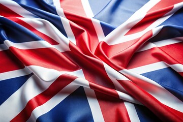 UK Flag Fabric, British Union Jack Textile, White Background, Patriotic Cloth, England Flag