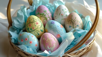 easter eggs in basket