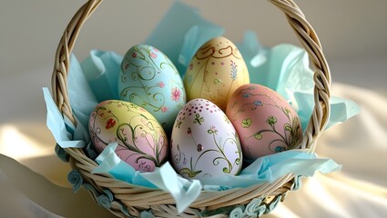 easter basket with eggs