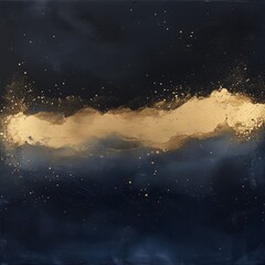 Fototapeta premium Gold Dust Explosion on a Dark Moody Blue Canvas Background - made with Generative AI