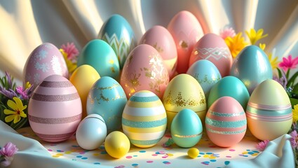 colorful eggs on a bad