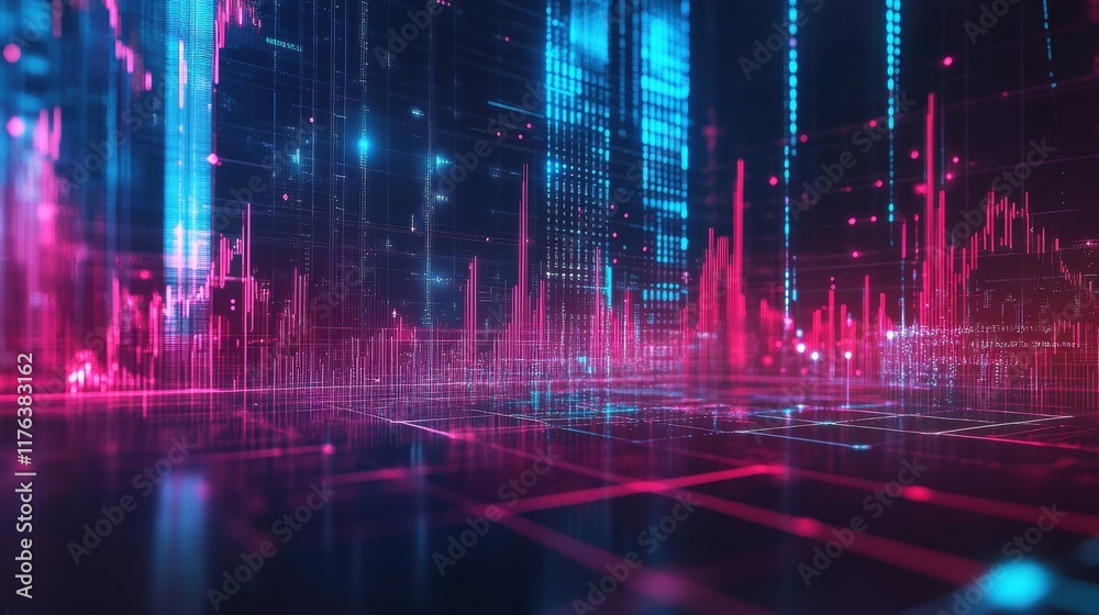 Poster dynamic data visualization event digital space graphic content futuristic environment close-up viewp