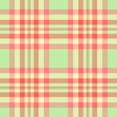 Composition seamless check texture, ribbon background pattern textile. Luxurious vector plaid fabric tartan in orange and light colors.