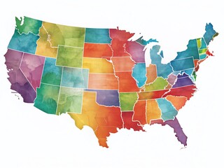 United States Map: Detailed State Borders, Rule of Thirds Composition