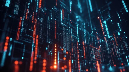 Fototapeta premium Dynamic data visualization in digital networks virtual space 3d render futuristic environment close-up perspective