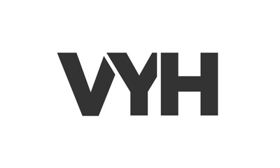 VYH logo design template with strong and modern bold text. Initial based vector logotype featuring simple and minimal typography. Trendy company identity.