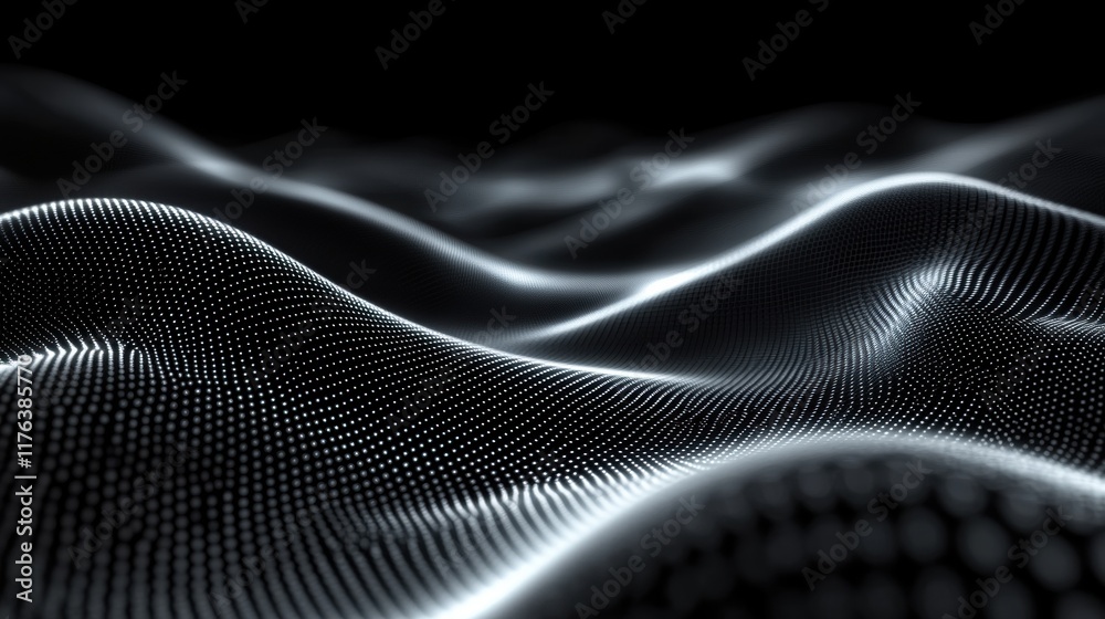 Poster dynamic wave patterns in digital art virtual space 3d rendering abstract environment aerial view mod