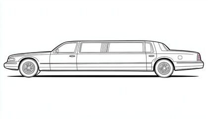A classic stretch limousine perfect for coloring activities.  Suitable for children's books, educational materials, or entertainment.