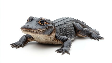 Naklejka premium A realistic depiction of a reptile resembling a crocodile or alligator, showcasing its textured skin and features.