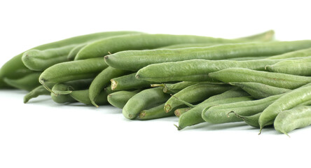 Fresh Green Beans on White Background with Crisp Texture and Vibrant Color