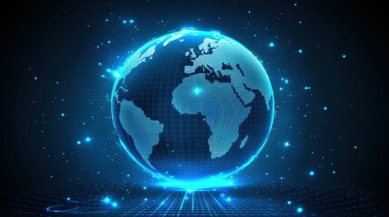 Digital earth visualization technology conference graphic design virtual environment 3d view global connectivity concept