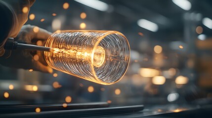 Captivating Glassblowing Process in Action with Glowing Glass Crafting Techniques and Skilled Artistry