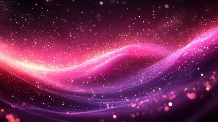 Fototapeta premium A vibrant abstract wave of pink and purple hues with sparkling particles, evoking a sense of motion and energy.