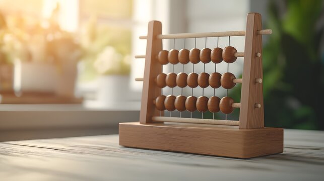Modern Abacus Setup Highlighting Timeless Design in a Cozy, Bright Indoor Environment