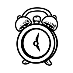 fun alarm clock isolated drawing line art style sketch classic vintage design illustration