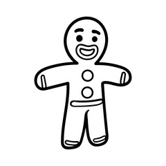 fun gingerbread cookies cartoon character isolated drawing line art style sketch classic vintage design illustration