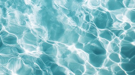 Obraz premium Clear blue water texture featuring gentle waves, bubbles, and sunlight ripples, perfect for a cosmetic or summer-themed banner background