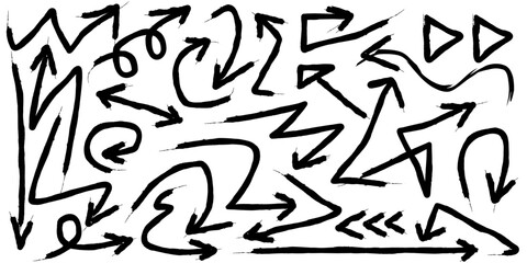 Hand Drawn Doodle Arrow Set, Abstract Directional Shapes for Creative Design Projects, Sketchy Style Vector Illustration, Graphic for Business and Art Concepts