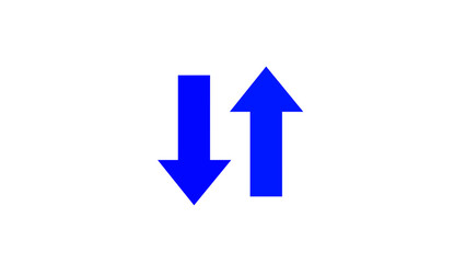 Swipe up and down blue arrow on a white background. Up-down arrow loading seamless loop into alfa channel