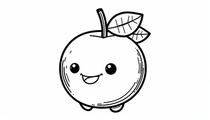 A cute and cheerful apple character with tiny legs and a happy expression. Ideal for children's books, coloring pages, stickers, and apparel.