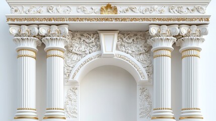 Fototapeta premium Elegant and Ornate Architectural Detail of Classical Columns with Intricate Designs
