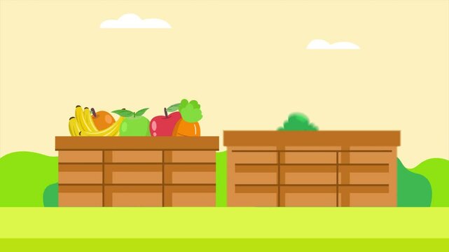 Animated video Local organic production concept. Full length animation illustration. High quality 4k footage.