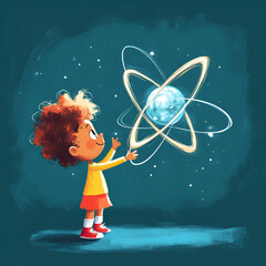 Kid Discovering Atom"
"Curious Child Scientist"
"Atomic Learning Fun"
"Kid with Atom Illustration"
"Playful Science Exploration"
"Child Science Adventure