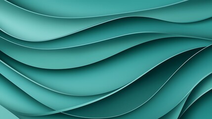 Obraz premium A serene abstract design featuring flowing waves in a teal color, creating a sense of movement and depth.