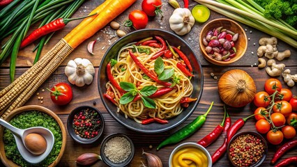 Vibrant Asian Food Ingredients Still Life Photography