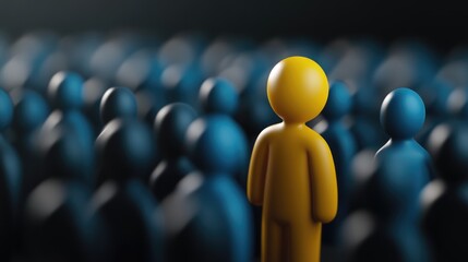 Fototapeta premium Solitary stance: individuality presence, visualization of uniqueness, one against the crowd, self-expression, personal belief, distinctive identity, singularity, personal courage, social contrast, .